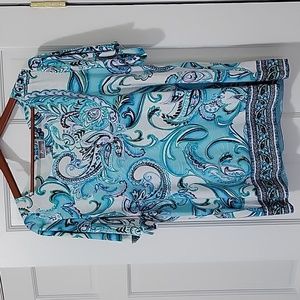JM Collection Blue Paisley Blouse